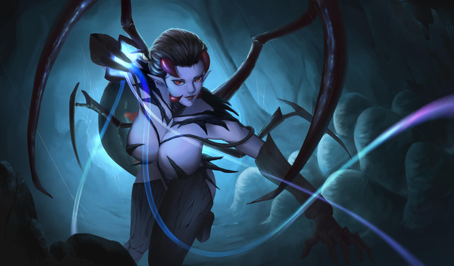 black widow spider inspired monster art splash art.